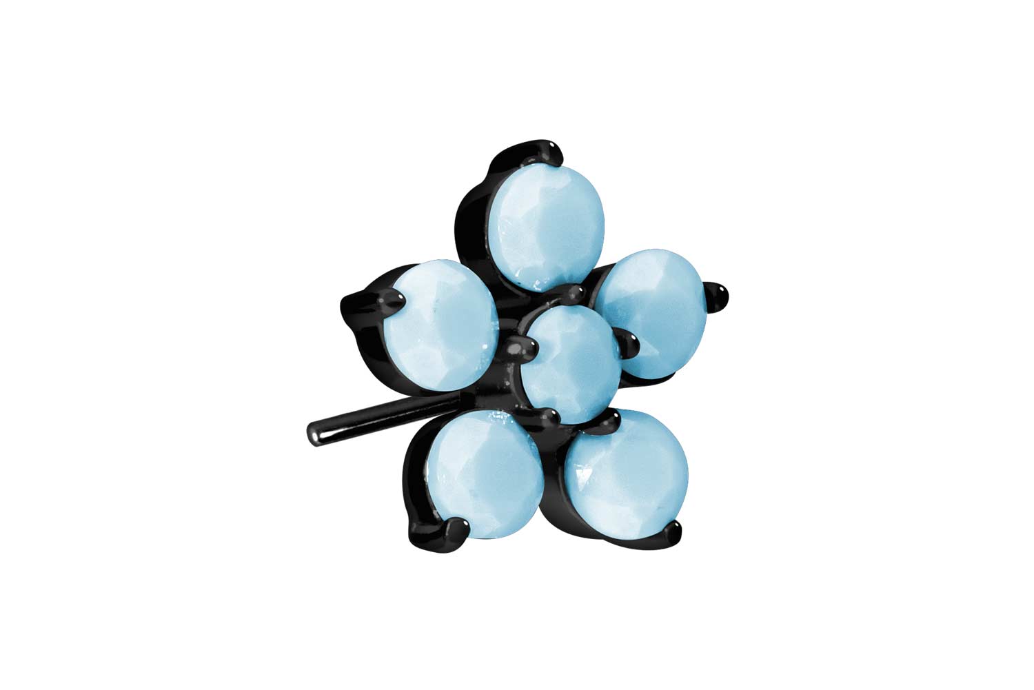 Titan Aufsatz mit Push Pin BLUME + SYNTHETISCHE TÜRKISE von Piercingline